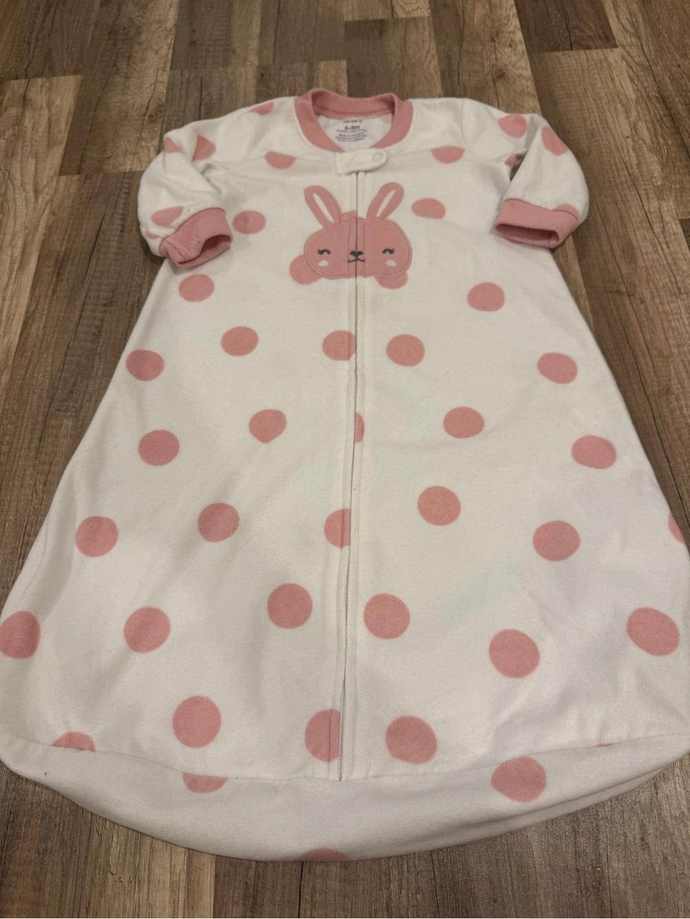 Carter's White and Pink Polka Dot Bunny Sleep Sack